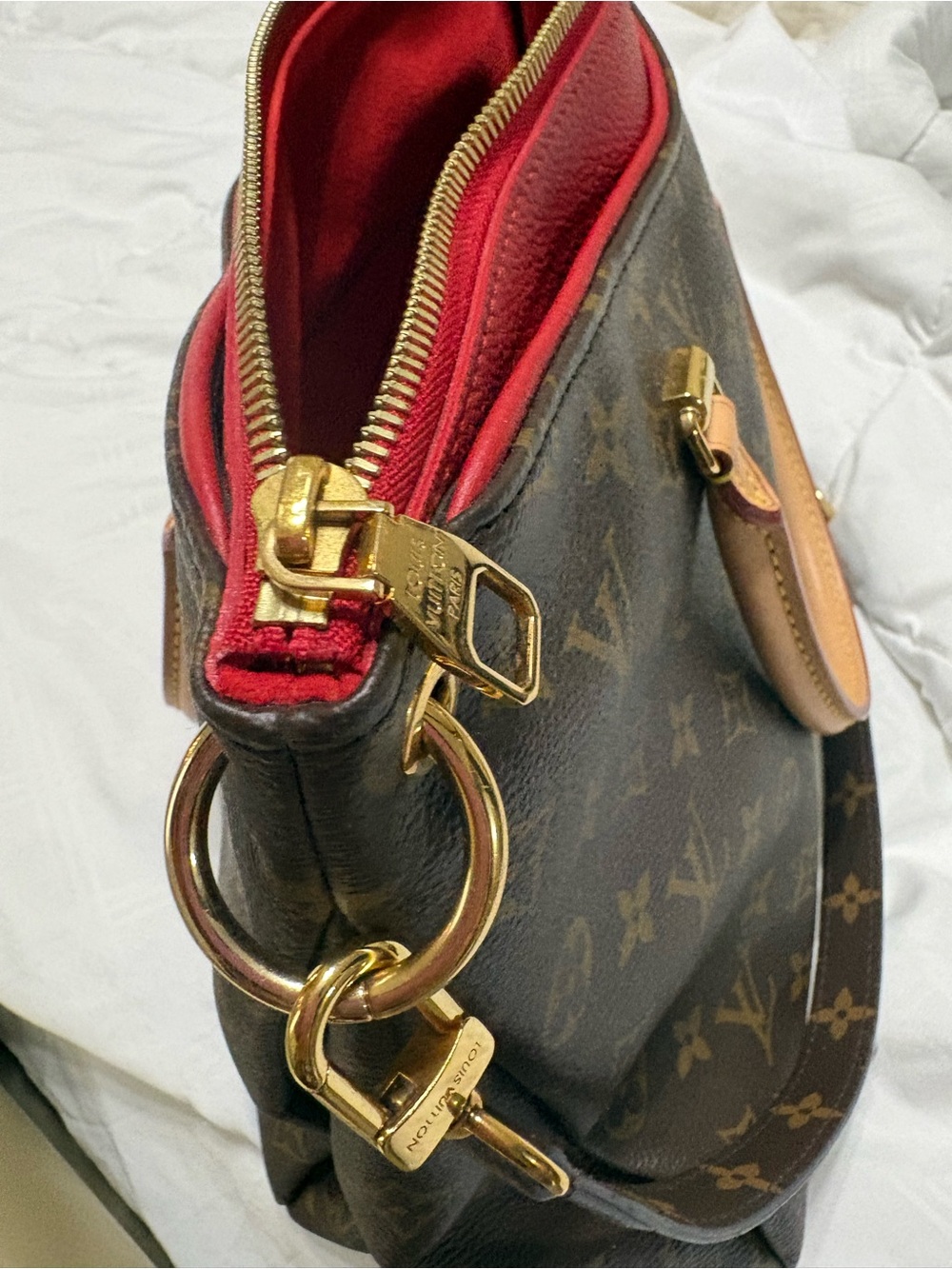 Louis Vuitton Monogram Satchel with Red Interior and Gold Hardware